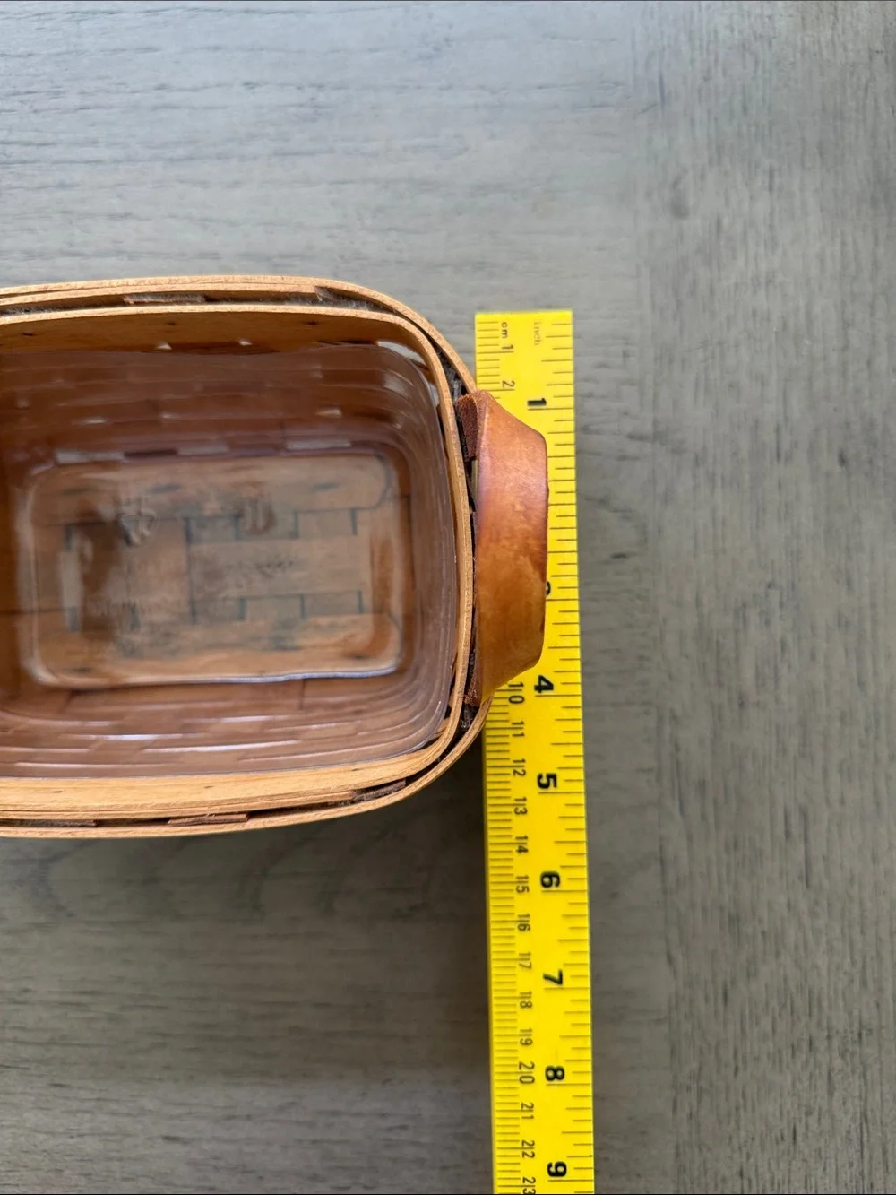 Longaberger Wood Basket with Leather Handles - Signed
